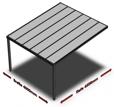 Preview: Überdachung mit VSG 8,76 mm matt, 4 x 4,5 m